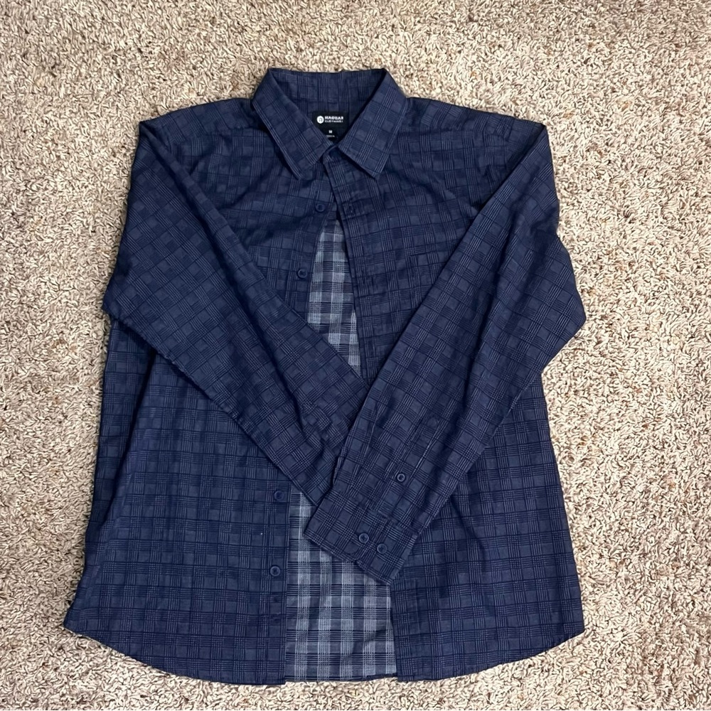 Haggar Navy Patterned Shirt
